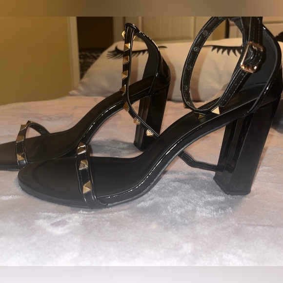 Black Gold Studded Heals - Picture 2 of 5